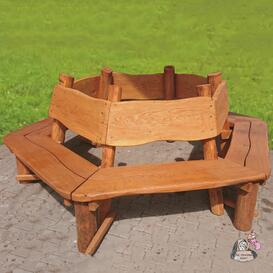Runde Baumbank aus Holz f�r 6 Personen mit R�ckenlehne -...
