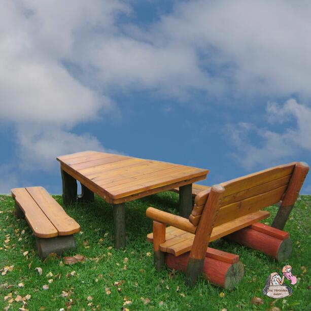 Kleine Holz Sitzgarnitur fr Friedhfe mit Bnken & Tisch - Zwergenland