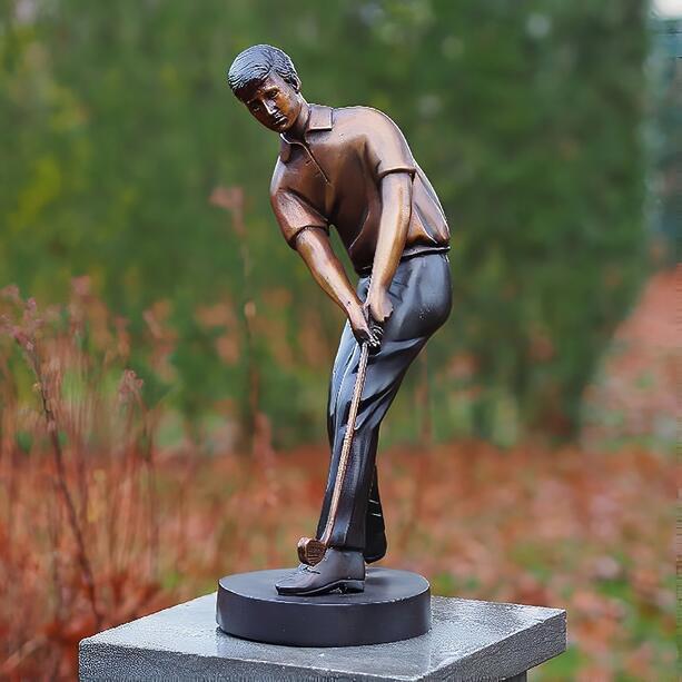 Stehende Mannfigur aus Bronze mit Golfschlger - Golfspieler Bart