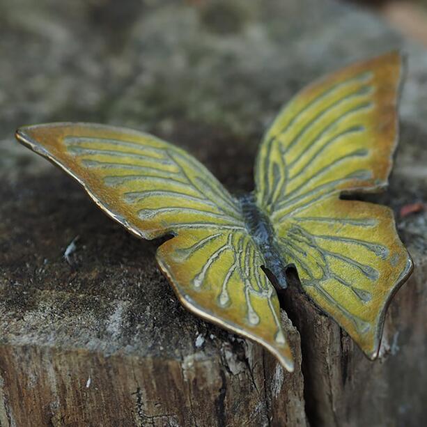 Grner Schmetterling aus Bronzeguss mit Patina - Schmetterling San