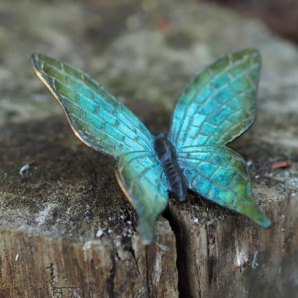 Blauer Schmetterling als Grabdeko aus Bronzeguss - Schmetterling Jen