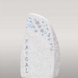 Kindergrabstein mit blauem Sternenhimmel aus Kalkstein -...