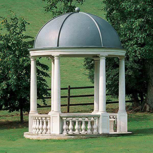 Sulenpavillon rund aus Stein mit Kuppeldach & antiker Balustrade - Providence