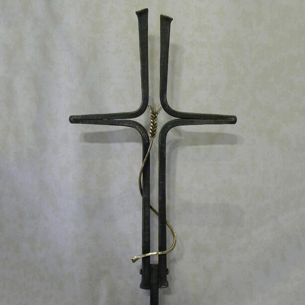 Handgeschmiedetes Grabkreuz aus Stahl mit Ähre - Esterano