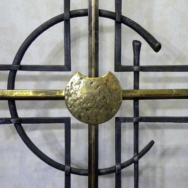 Stilvolles Grabkreuz aus Stahl & Bronze mit Schrifttafel - Gerona