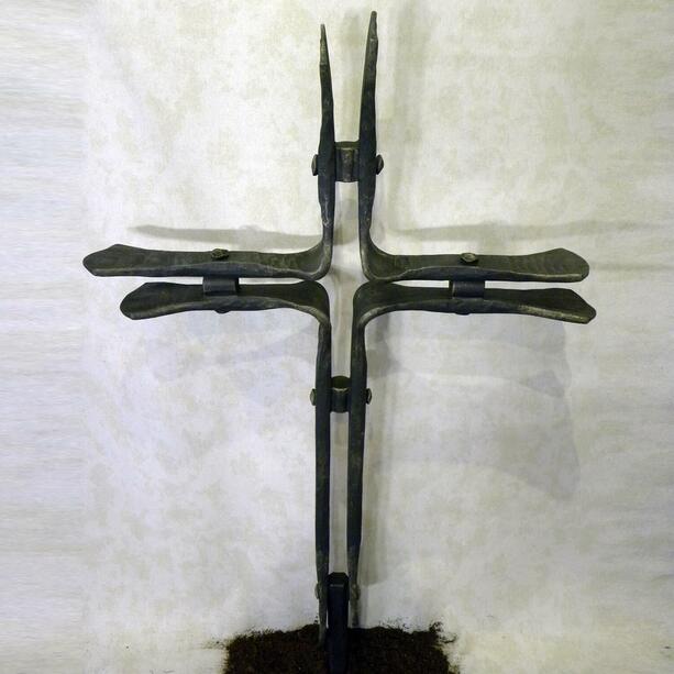 Handwerkliches Grabkreuz aus geschmiedetem Stahl - Ostera