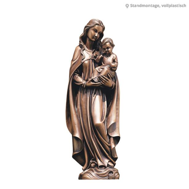 Bronze Marienstatue mit Kind - Madonna Credenti
