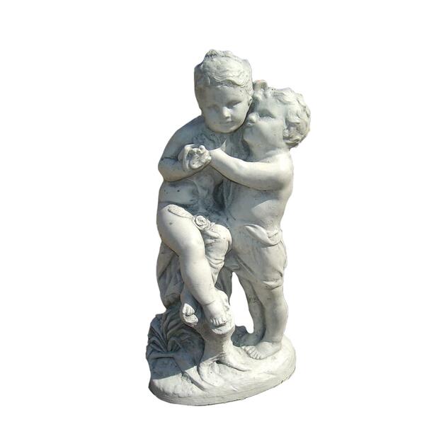 Steinguss Skulptur fr den Friedhof - Trost spendende Kinder Figur - Liro & Sani