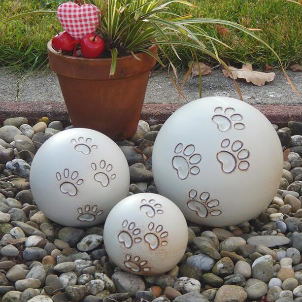 Kugelfrmige Keramikurne fr Hunde & Katzen mit Pfotenabdrcken - Borg