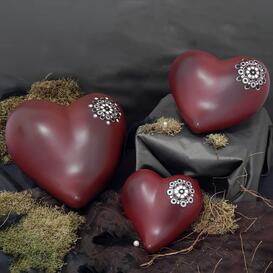 Herzfrmige Keramikurne fr Haustiere in rot mit Dotpaint...