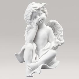 Sitzender Engel Skulptur aus Marmorguss - Trumender Engel