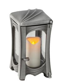 Klassisches Friedhofslicht eckig - Nanni / Aluminium / mit Verzierung