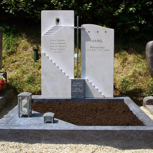 Grabstein Urnengrab mehrteilig Treppe & Kreuz - Porto Clara