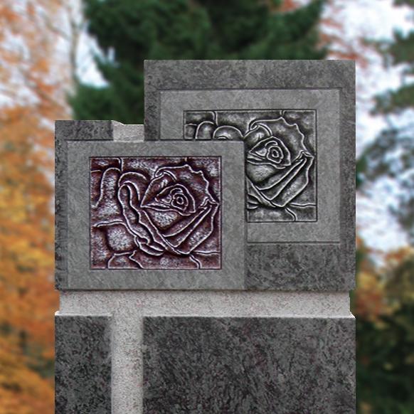 Grabstein Granit Stele mit Rose vom Bildhauer - Vienne