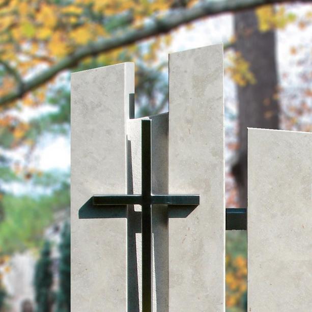 Urnengrabstein modern mit Metall Kreuz - Artema