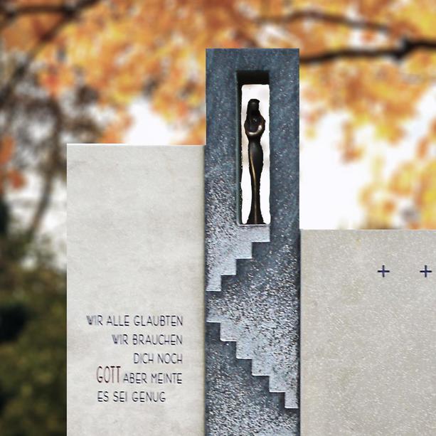 Moderner Grabstein für Urnengrab mit Figur - Sovana