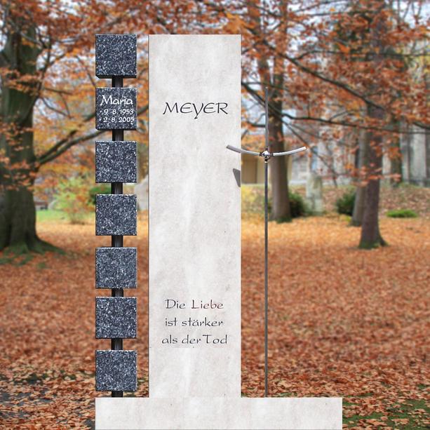 Doppelgrabmal in Würfel & Kreuz Design - Eleos