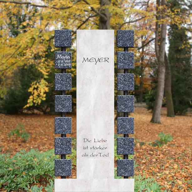 Großer Grabstein mit Granit Würfeln - Moderna