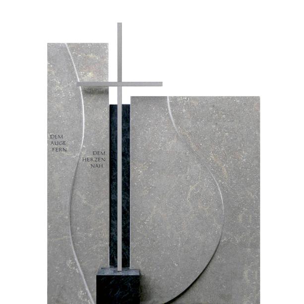Grabzeichen Doppelgrab Naturstein mit Kreuz - Ponto
