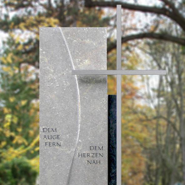 Edler Grabstein zweigeteilt mit Kreuz bestellen - Savoca