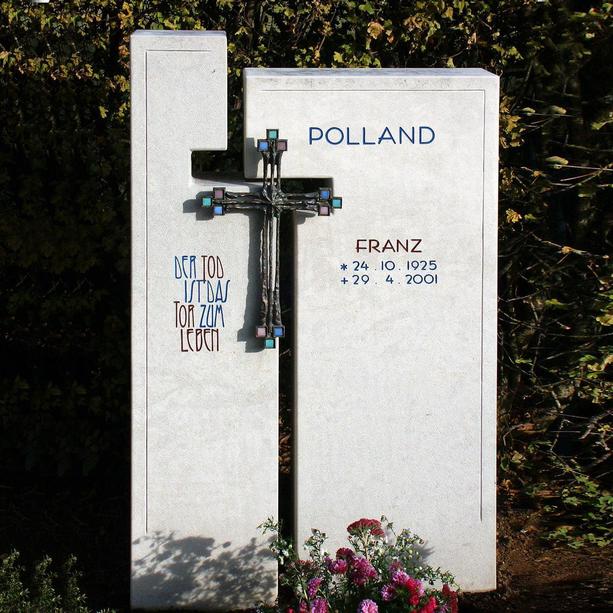Grabstein für Doppelgrab mit Bronze Kreuz - Capretti