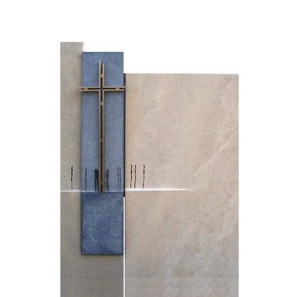 Stilvoller Urnengrabstein mit Metall Kreuz - Allori