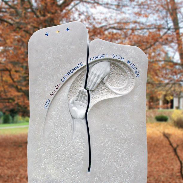 Naturstein Urnengrabmal mit Hand Relief - Lucon