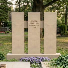 Naturstein Doppelgrabmal dreiteilig vom Steinmetz - Trinitas