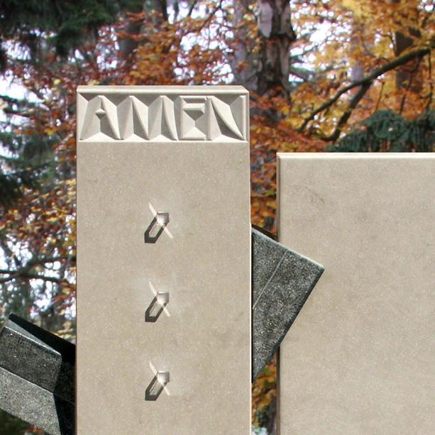 Grabstein Naturstein modern mit Kreuz Gestaltung - Formia