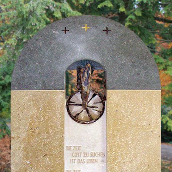 Schöner Grabstein Familiengrab Bronze Figur - Esperia