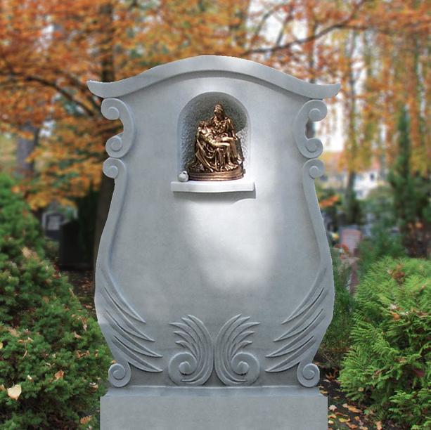 Grabstein Marmor Bronze mit Mutter Maria Figur - Benissimo