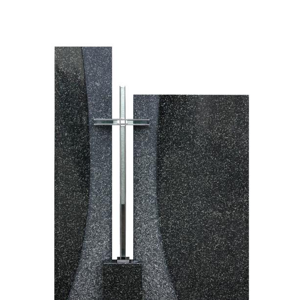 Doppelgrabstein zweiteilig Granit mit Kreuz - Sagoma