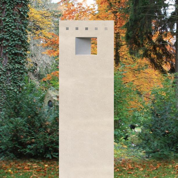 Urnengrab Stele Naturstein mit Öffnung - Modica