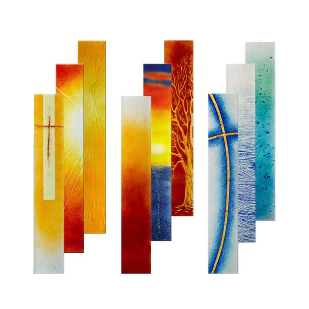 Doppelgrabstein modern buntes Glas & Kreuz - Vetro