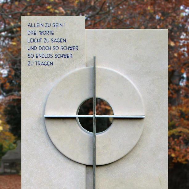 Grabdenkmal Naturstein modern mit Edelstahl Kreuz - Novero