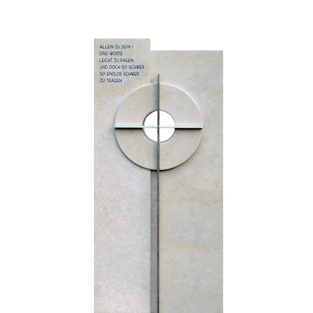 Grabdenkmal Naturstein modern mit Edelstahl Kreuz - Novero