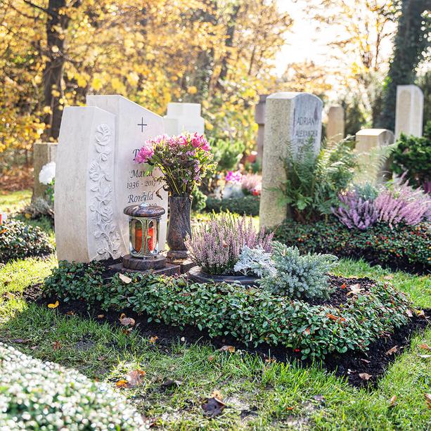 Doppelgrabstein Naturstein mit Rosen Gestaltung - Fiore