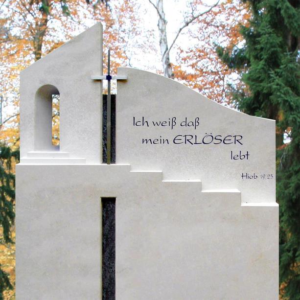 Urnengrab Grabmal stehend Treppe mit Kreuz - Scala