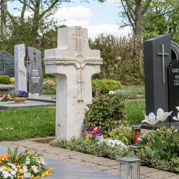 Gedenkstein Doppelgrab klassisch antik in Kreuz Form - Nostalgia