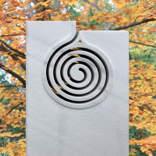 Urnengrabstein weißer Marmor Spiral Gestaltung - Espiral