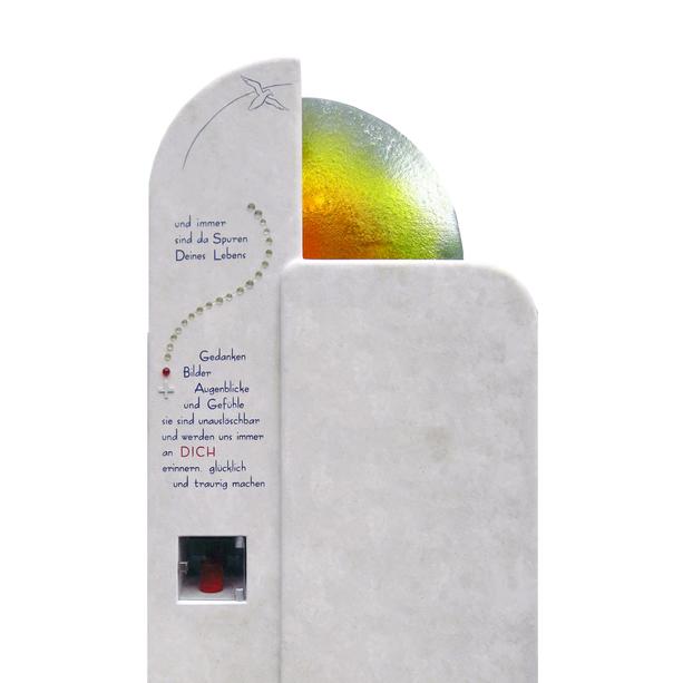 Doppelgrabstein mit Grablicht & Regenbogen Glas - Lucida