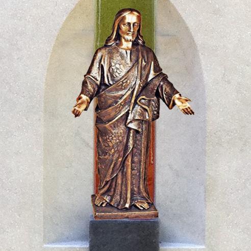 Doppelgrabstein Granit Bronze Christus Figur - Mea Culpa