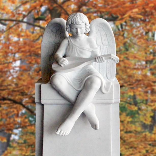 Familiengrabmal Marmor Engel Junge weiß - Raphael