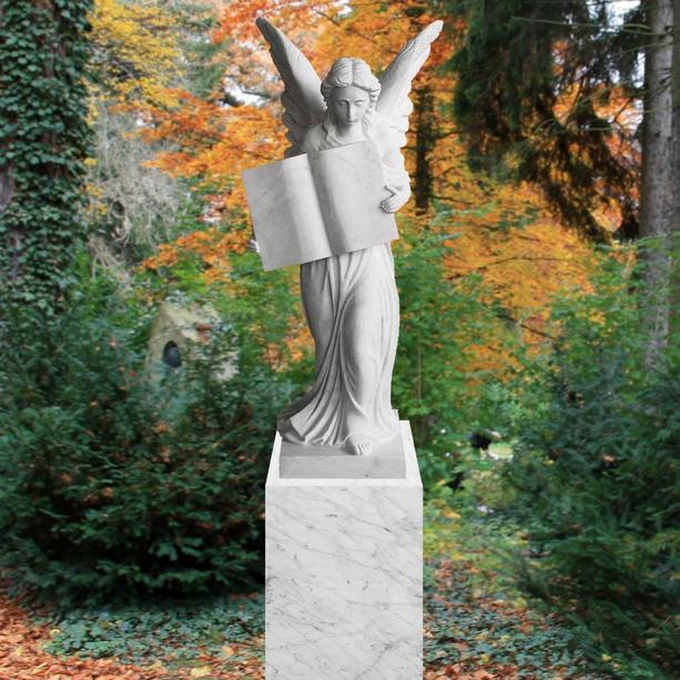 Grabstein großer Marmorengel weiß für Friedhof - Teresa