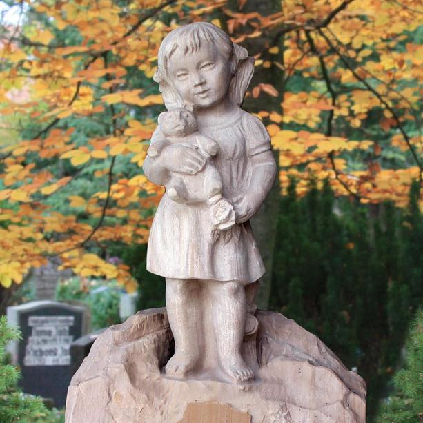 Schöner Kindergrabstein Naturstein Skulptur mit Mädchen - Noemi