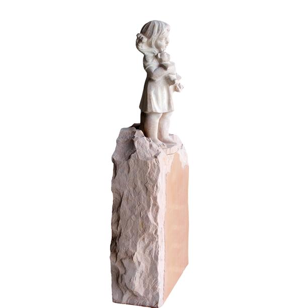Schöner Kindergrabstein Naturstein Skulptur mit Mädchen - Noemi