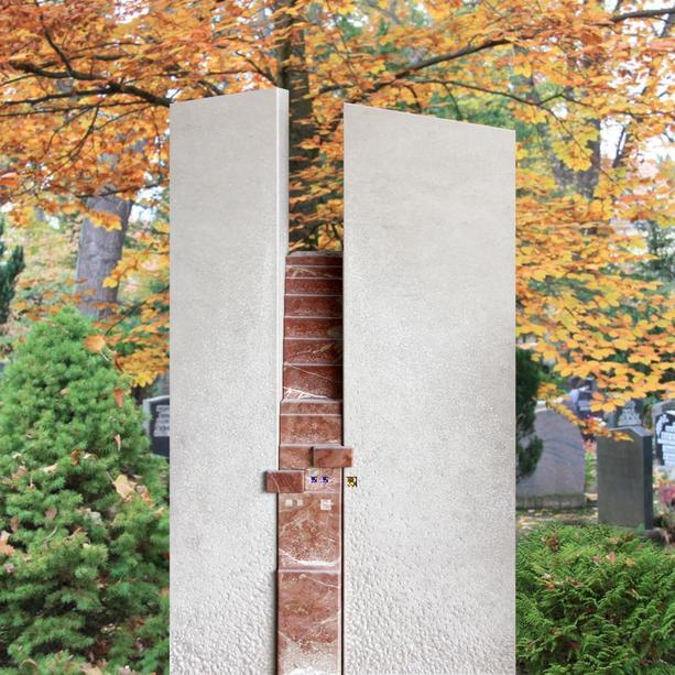 Naturstein Familiengrabstein mehrteilig mit Treppe - Vitalo