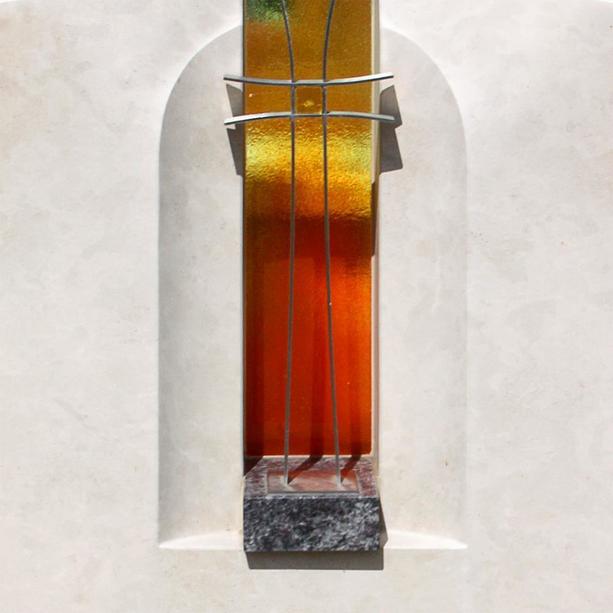 Naturstein Grabmal mit Edelstahlkreuz - Visione