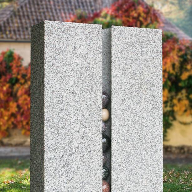 Heller Grabstein Urnen Grab modern mit Kugeln - Sentenza