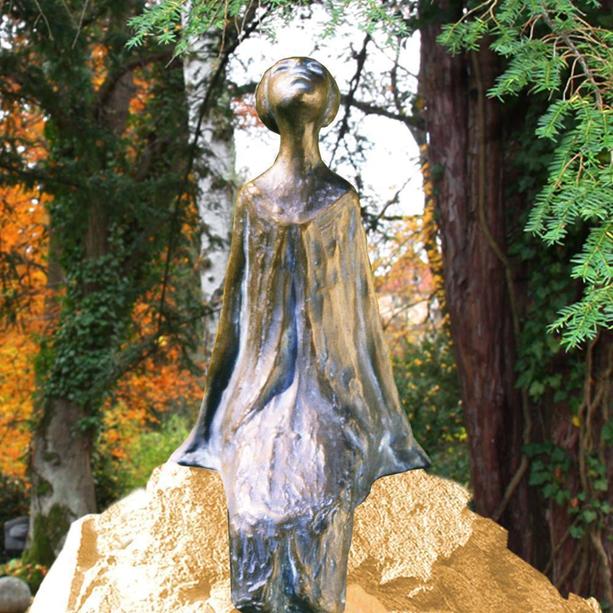 Felsen Grabstein Sandstein mit Bronze - Claire